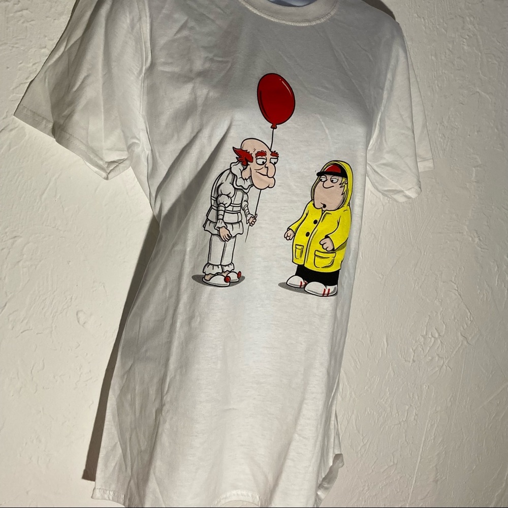 New Unisex Tee Shirt "Family Guy / IT" Size SMALL Mashup Tee Stephen King clown - Picture 3 of 7
